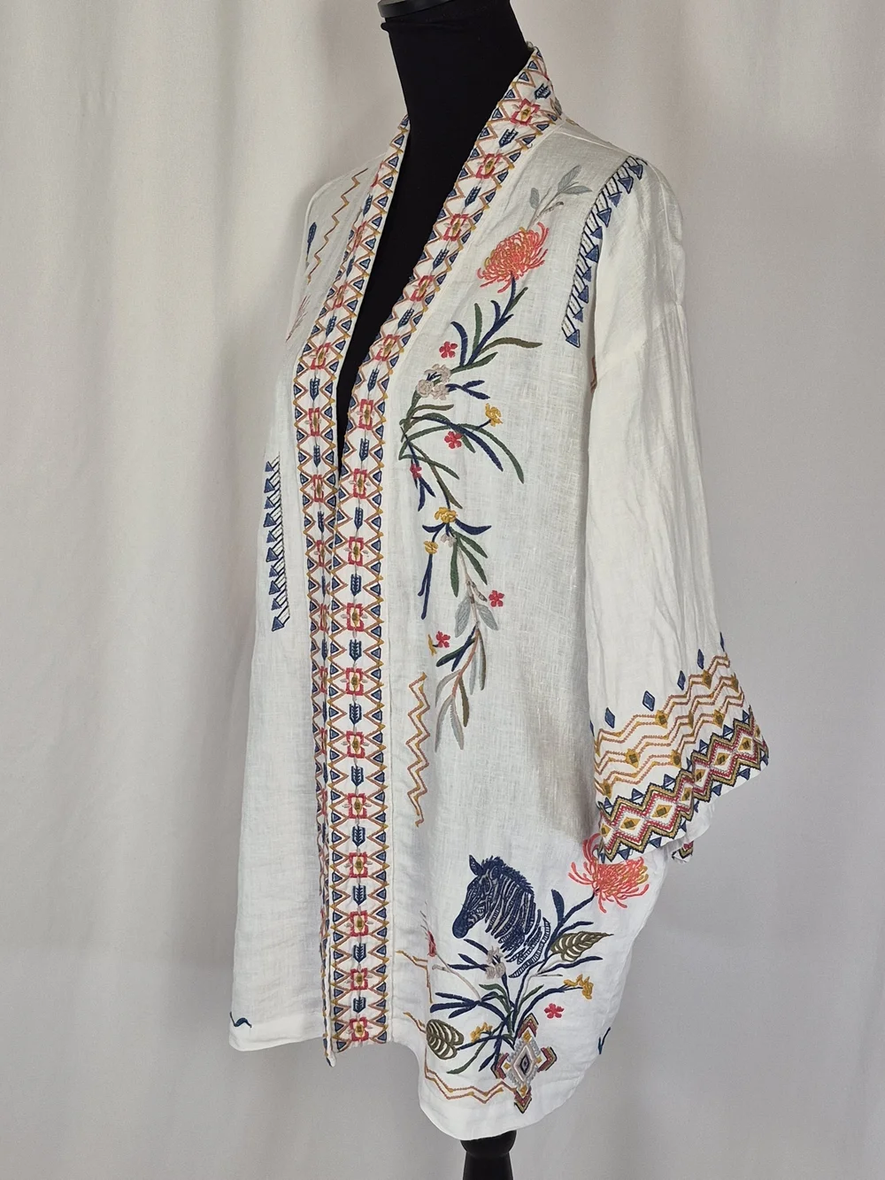 Johnny Was Watipaso Linen Open Front Kimono / Cardigan - Size L